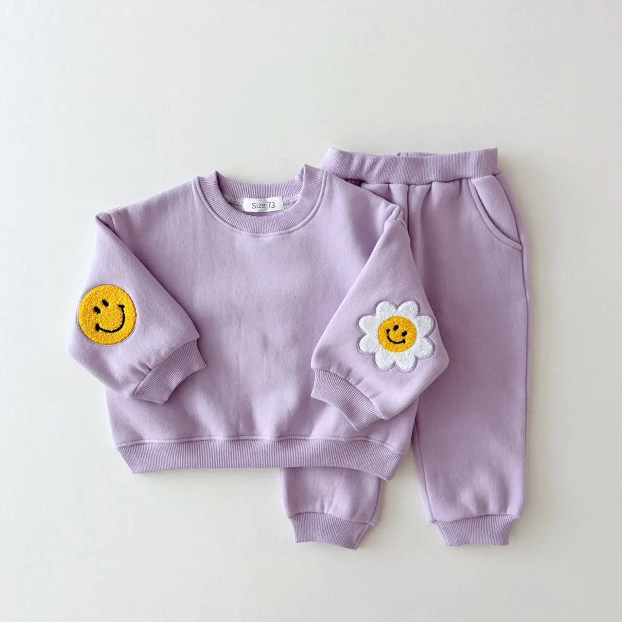 Winter Warm Baby Clothes Set with Fleece Sweatshirt and Pants