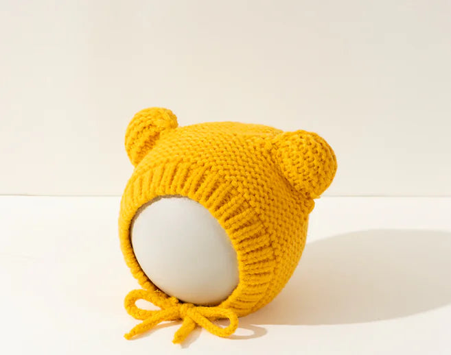 Knitted Winter Baby Beanie with Cute Bear Ears – Cozy and Adorable Hat for Baby Boys and Girls