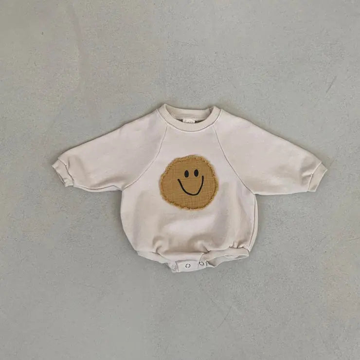 Smiley Face Cozy Cotton Romper for Baby