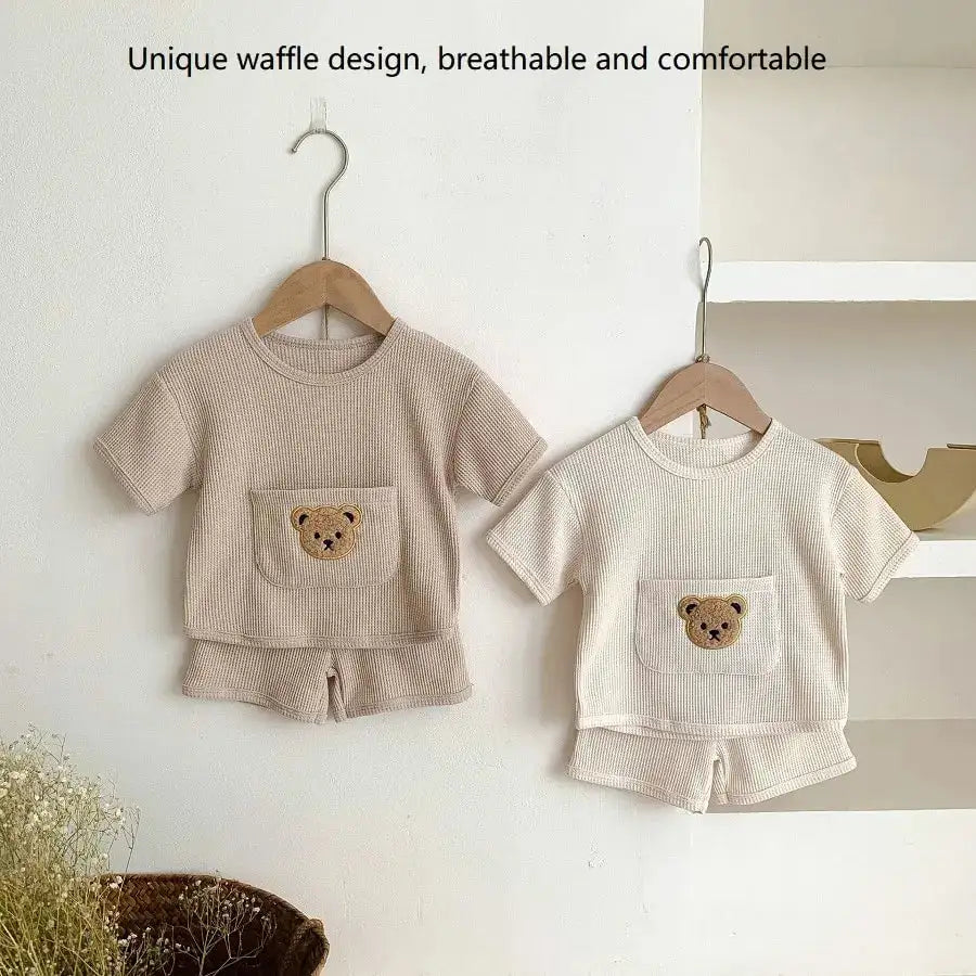 Bear Waffle Texture Toddler Comfort Set