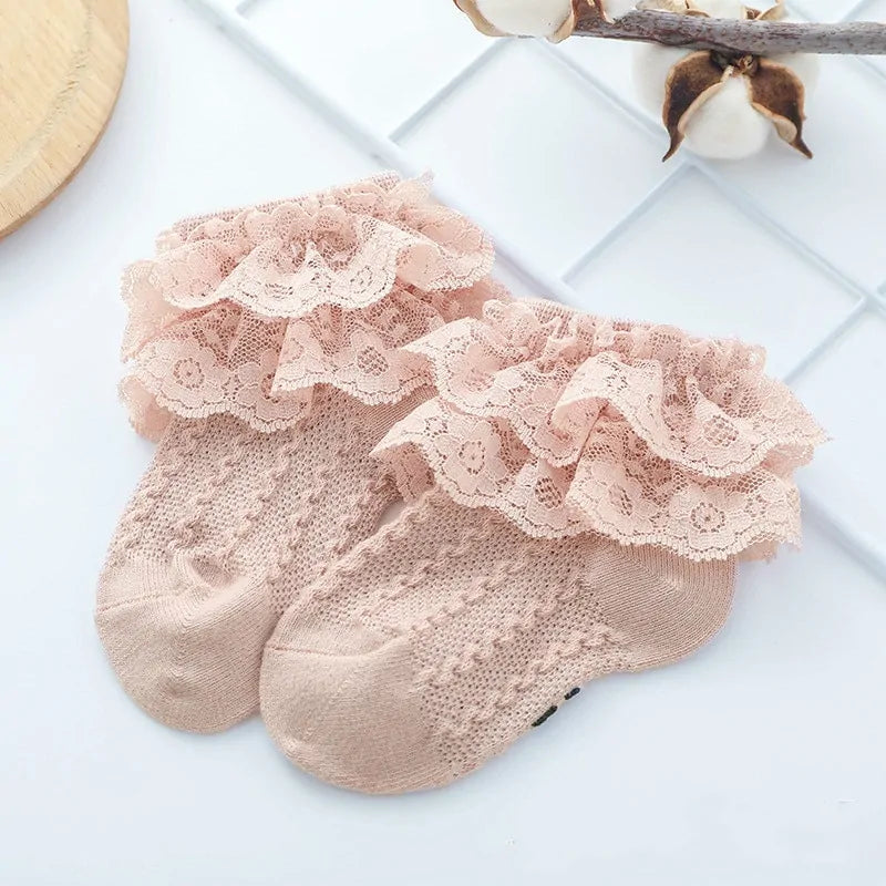 Ruffled Lace Ankle Socks for Girls