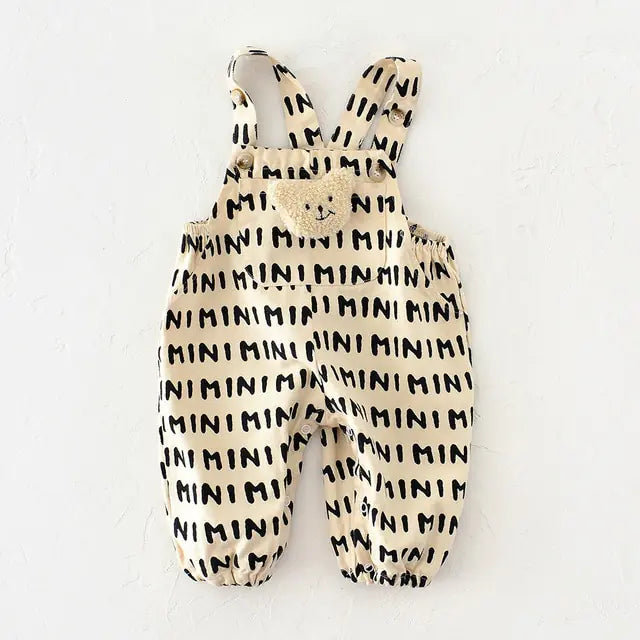 Teddy Friends Baby Overalls with Bear Doll Detail for Boy/Girls