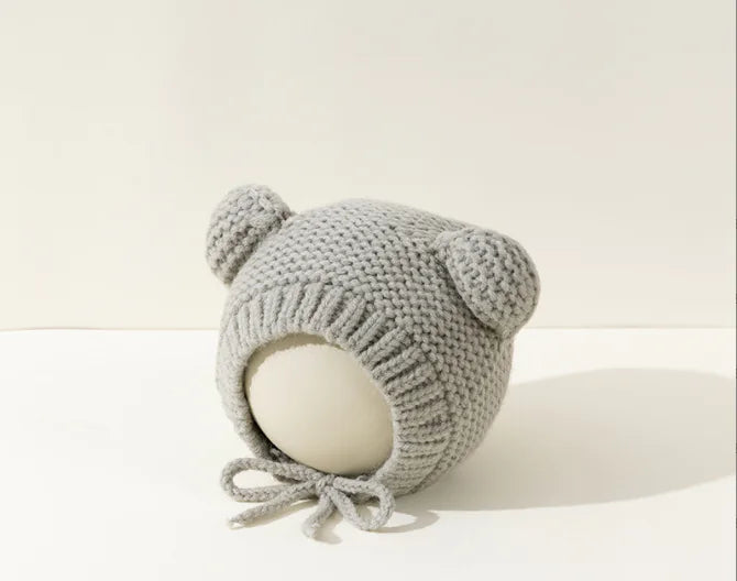Knitted Winter Baby Beanie with Cute Bear Ears – Cozy and Adorable Hat for Baby Boys and Girls