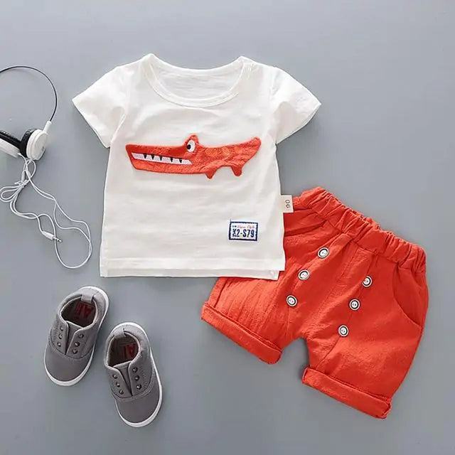 Summer Boys' Crocodile Print 2-Piece Outfit