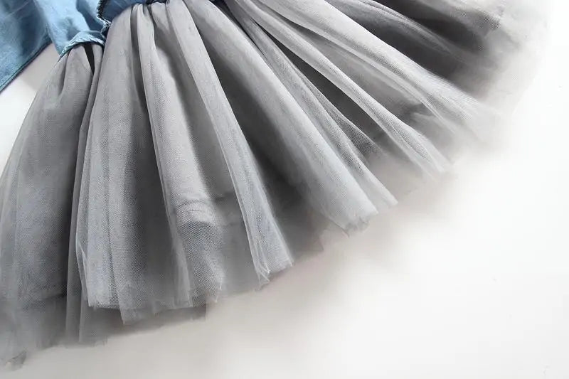 Long-Sleeve Denim Tutu Dress for Girls
