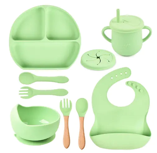8Pcs/Set Silicone Children Tableware – Safe, Colorful, and Durable Mealtime Essentials