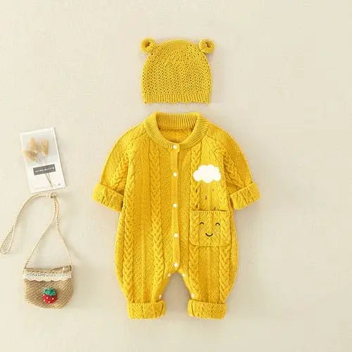 Charming Baby Crochet Romper – Soft Cotton, Playful Design