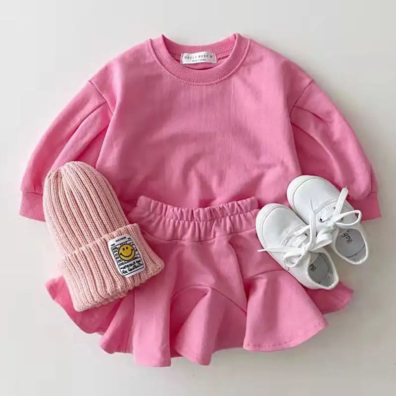 Cute Baby Girl Skirt and Sweater Ensemble