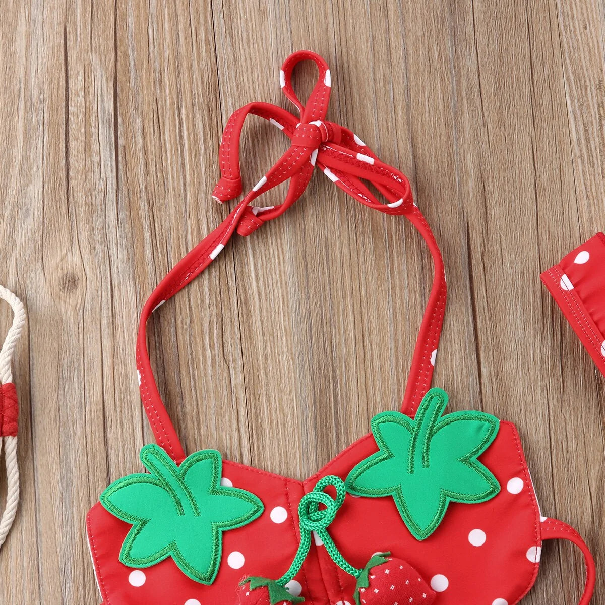 Sweet Strawberry Splash Bikini and Hat for Girls