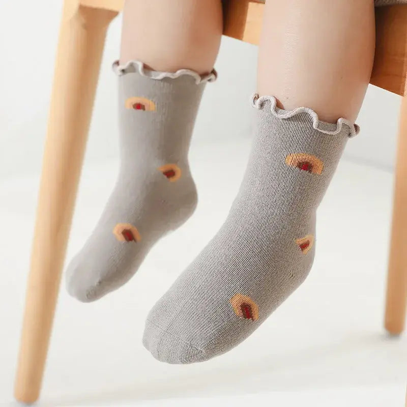 Set of 3 Pairs of Anti-Slip Children's Socks – Soft Cotton, Comfortable & Safe for Boys and Girls