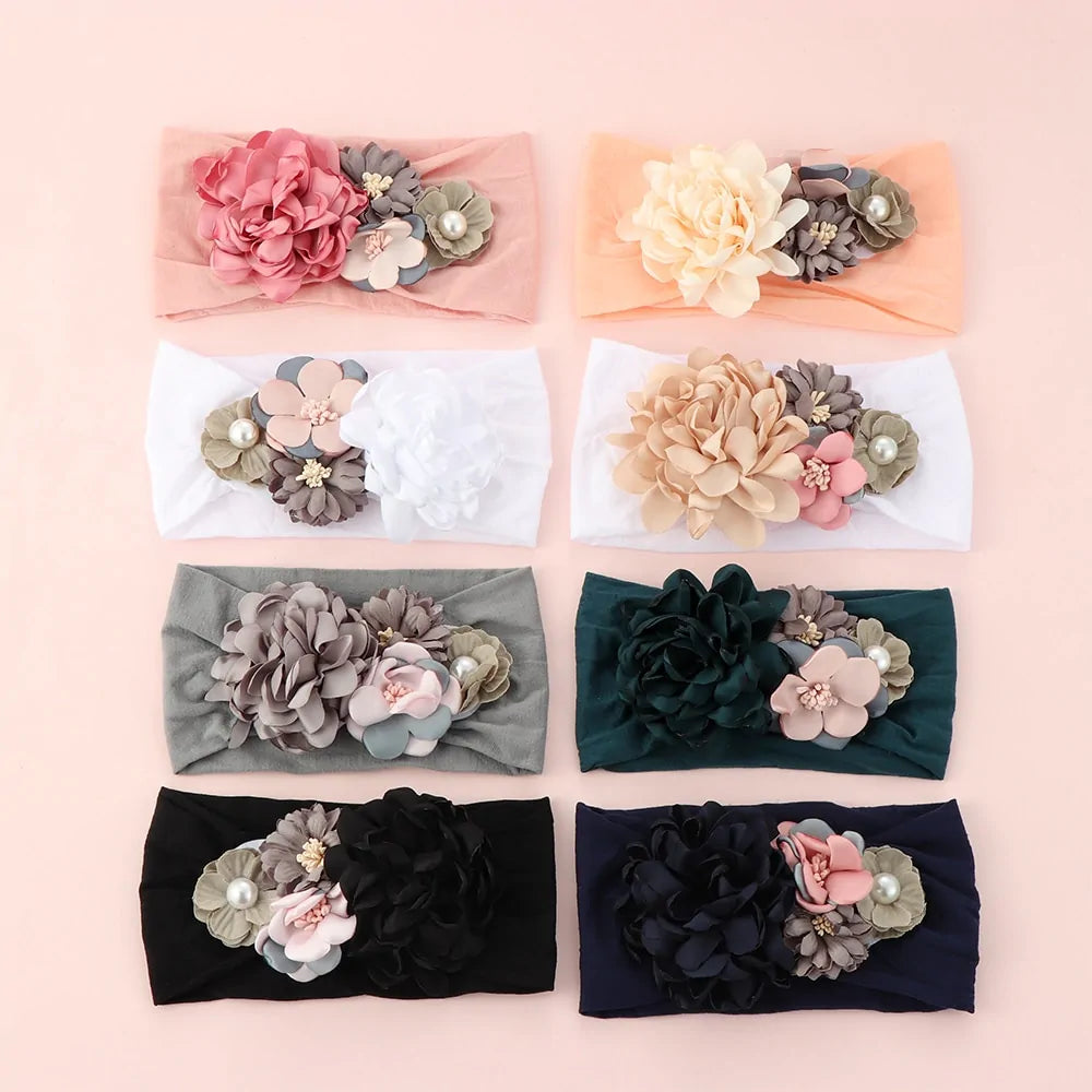 Soft Floral Bow Headband for Little Girls
