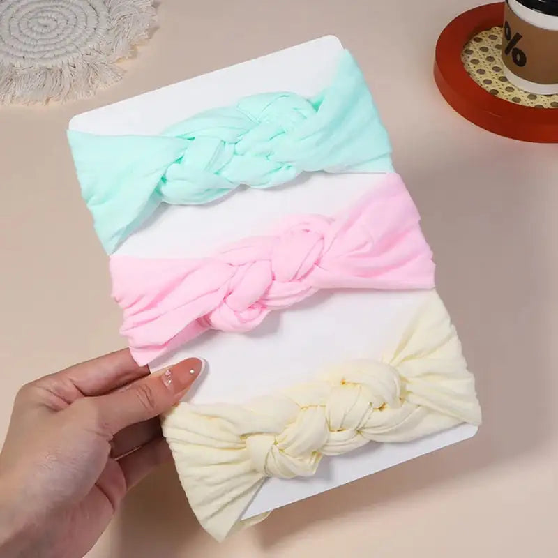 3-Piece Cable Knit Baby Headbands Set for Girls
