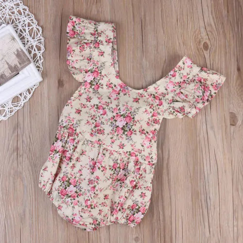 Baby Girl Floral Romper – Soft, Breathable & Easy Snap Closure