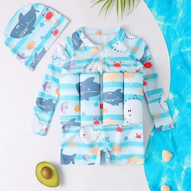 Splash & Play: Cartoon Float Rash Guard Swimsuit