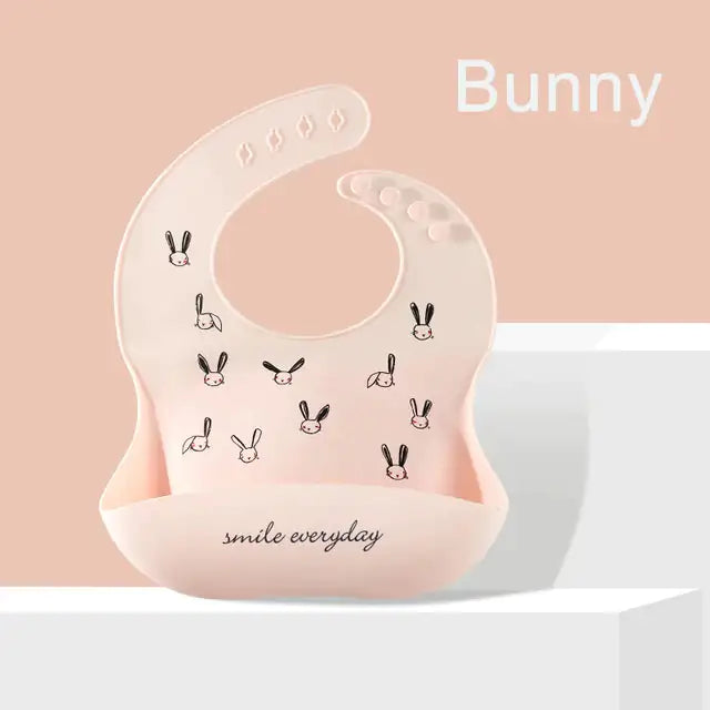 Silicone Baby Bib with Adjustable Neck Strap