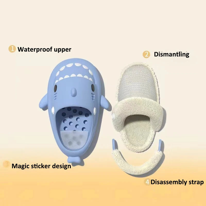 Detachable Kids Winter Shark Slippers – Warm, Cozy, and Fun