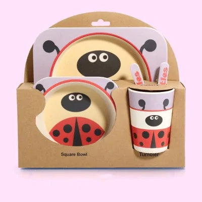 Children's Eco-Friendly Bamboo Fiber Dish Set with Cartoon Designs