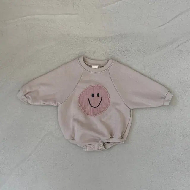 Smiley Face Cozy Cotton Romper for Baby