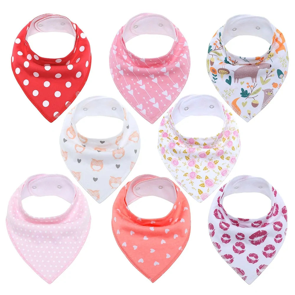 8-Piece Organic Cotton Baby Bandana Bibs - Soft, Absorbent & Stylish