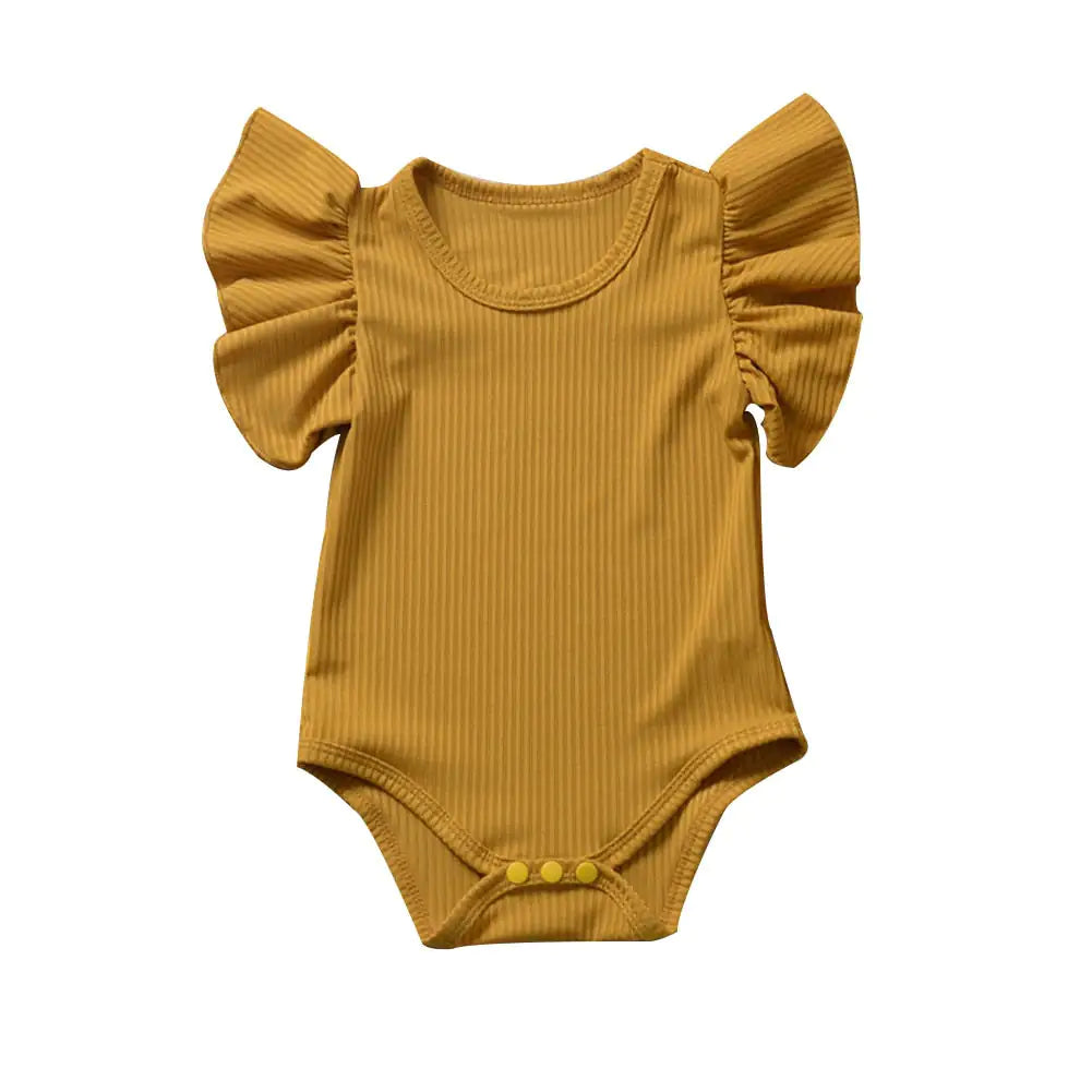 Soft Ruffled Sleeve Baby Girl Bodysuit