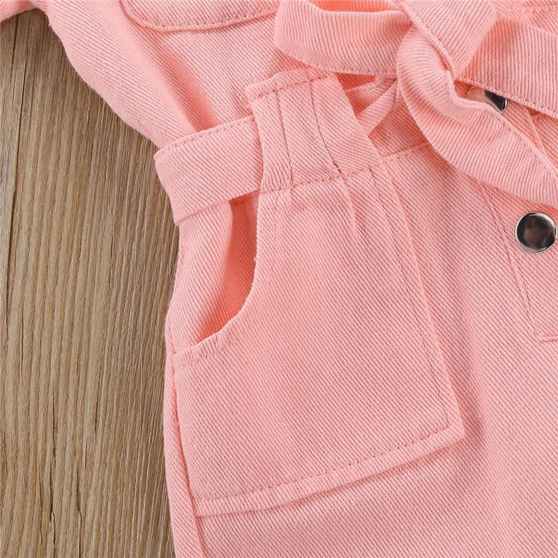 Stylish Girl's V-Neck Cotton Jumpsuit