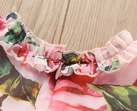 Cute Baby Girls Flower Puff Sleeve A-Line Dress