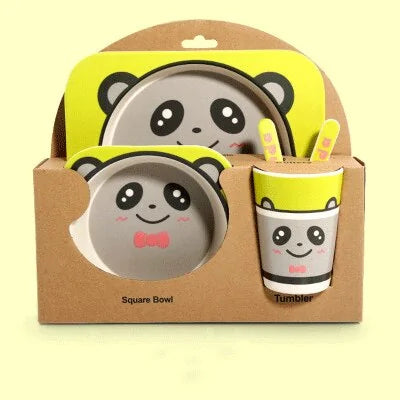Children's Eco-Friendly Bamboo Fiber Dish Set with Cartoon Designs