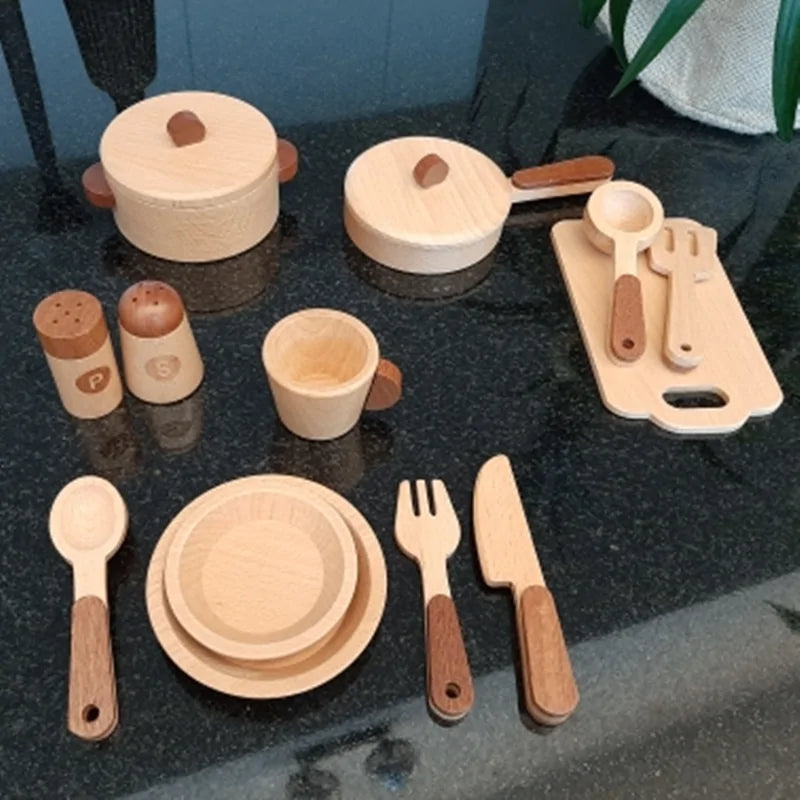 Log Wooden Kitchen Toy for Imaginative Play