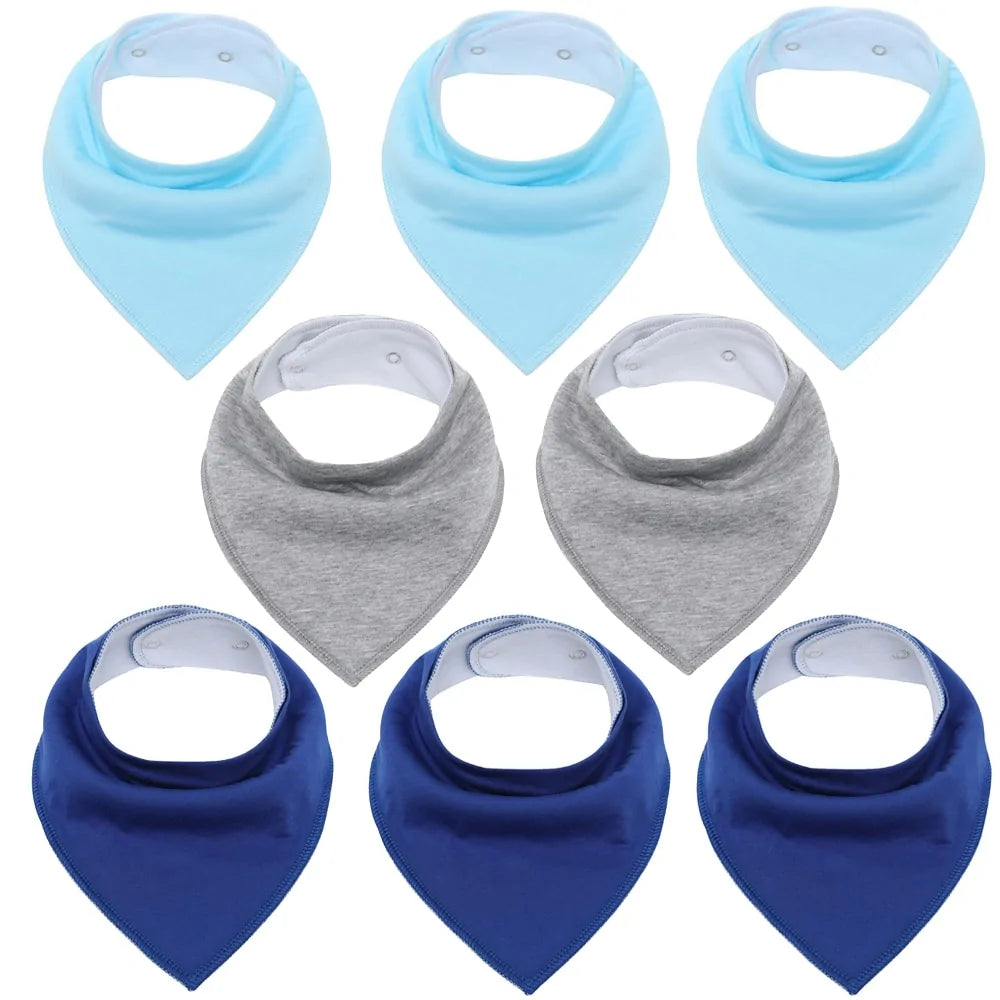 8-Piece Organic Cotton Baby Bandana Bibs - Soft, Absorbent & Stylish
