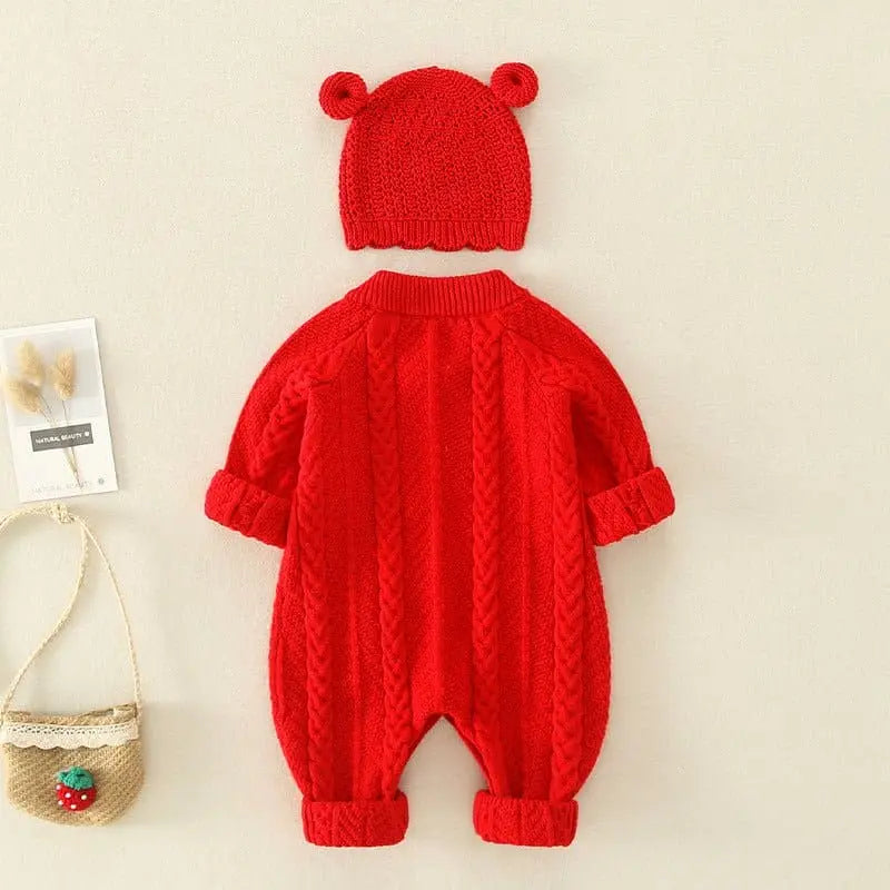 Charming Baby Crochet Romper – Soft Cotton, Playful Design