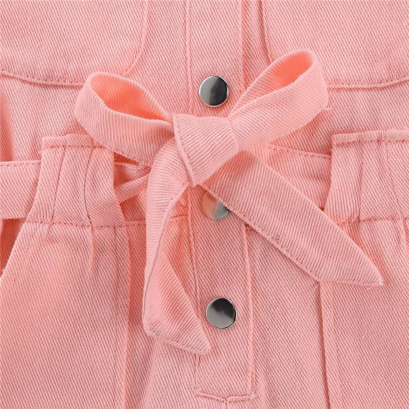 Stylish Girl's V-Neck Cotton Jumpsuit