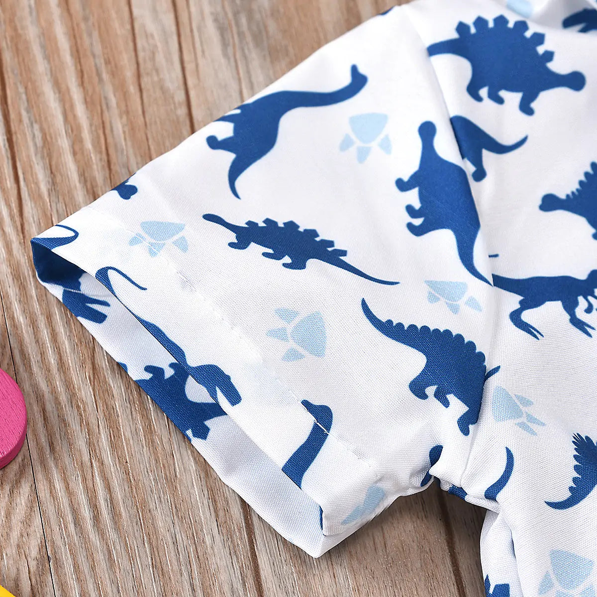 Dino Print Baby Boy Outfit Set – Jumpsuit & Suspender Shorts