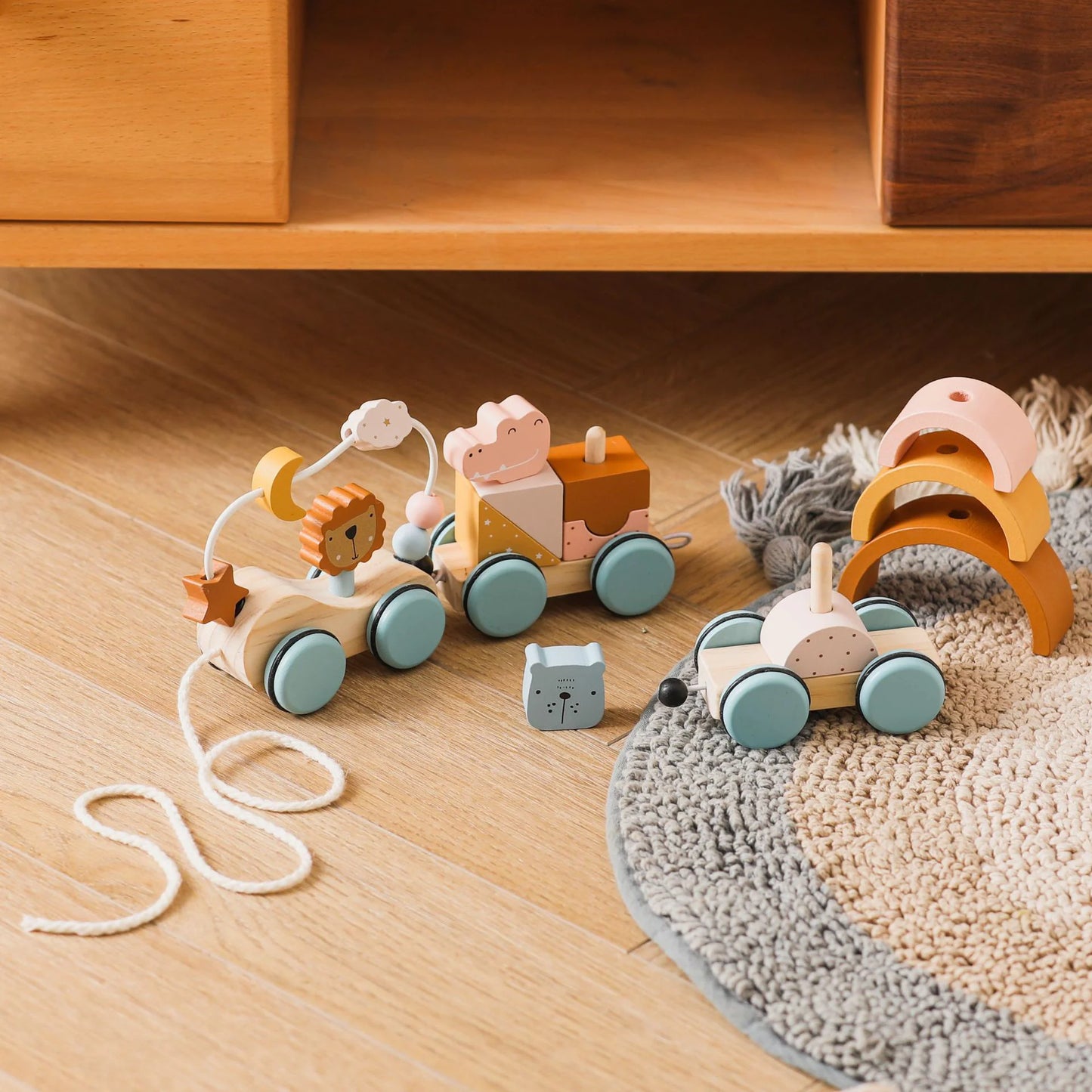Wooden Building Block Train Toy