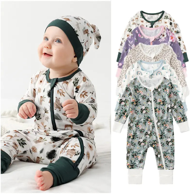 Bamboo Fiber Baby Zippered Romper – Soft, Eco-Friendly, and Comfortable for Newborns