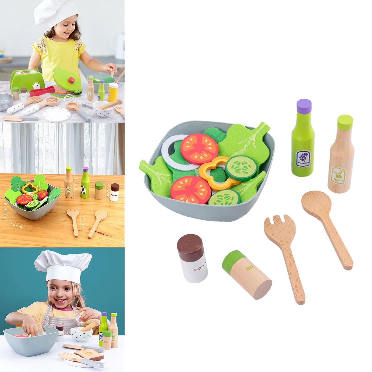 Wooden Pretend Kitchen Toy Set - Creative Role-Playing and Culinary Fun for Kids