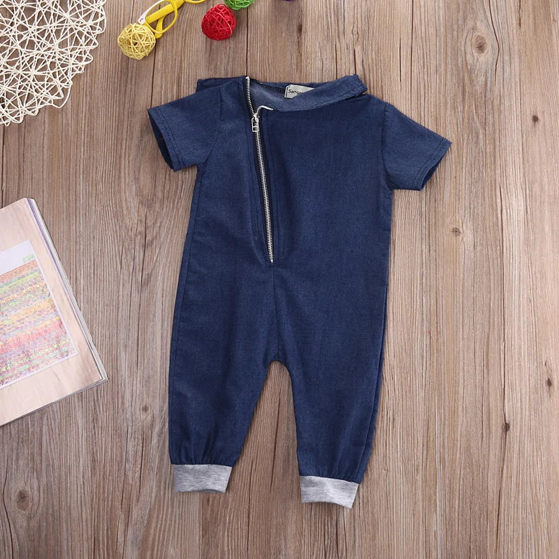 Soft Denim Romper Jumpsuit for Toddlers – Comfortable, Durable, and Stylish