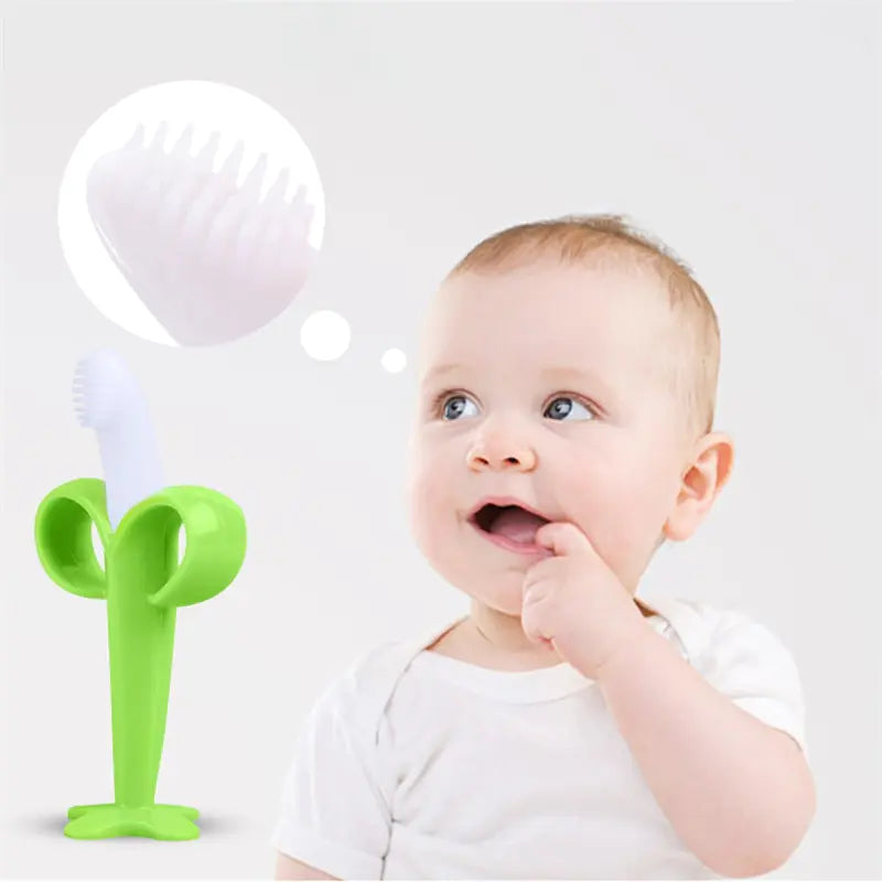 Banana Buds Silicone Baby Teether & Training Toothbrush