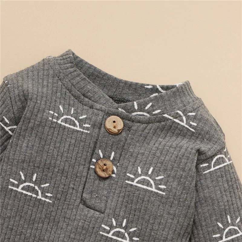 Cozy Cotton Baby Bodysuit & Elastic Pants Set for Boys