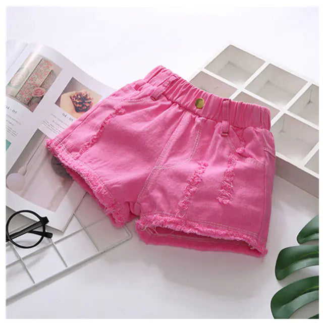 Girls Rustic Denim Shorts – Available in 6 Solid Colors