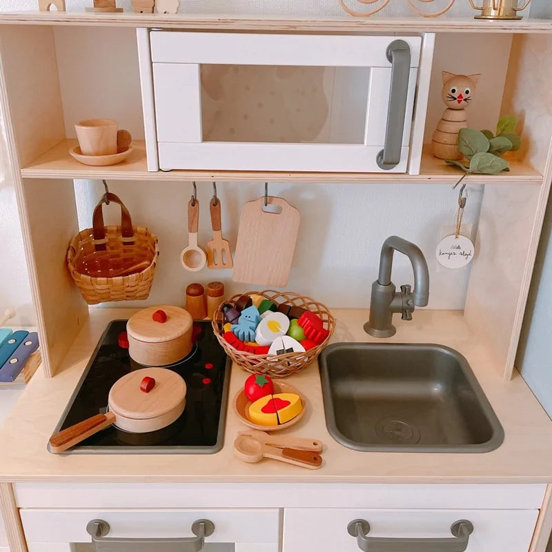 Log Wooden Kitchen Toy for Imaginative Play