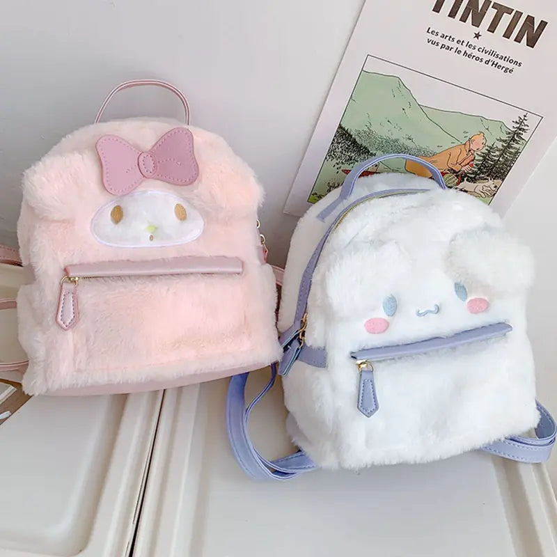 Cotton Plush Furry Backpack – Adorable Sanrio Characters for Kids