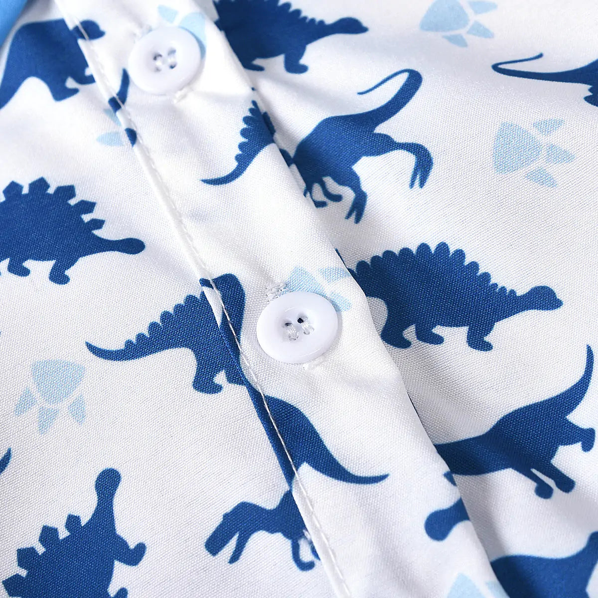 Dino Print Baby Boy Outfit Set – Jumpsuit & Suspender Shorts