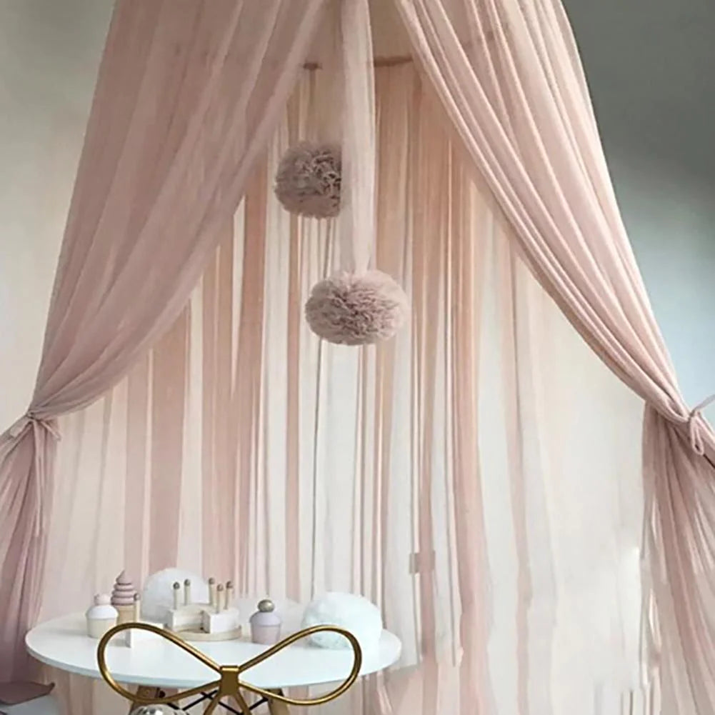 Decorative Mosquito Net with Fur Balls for Kids' Rooms