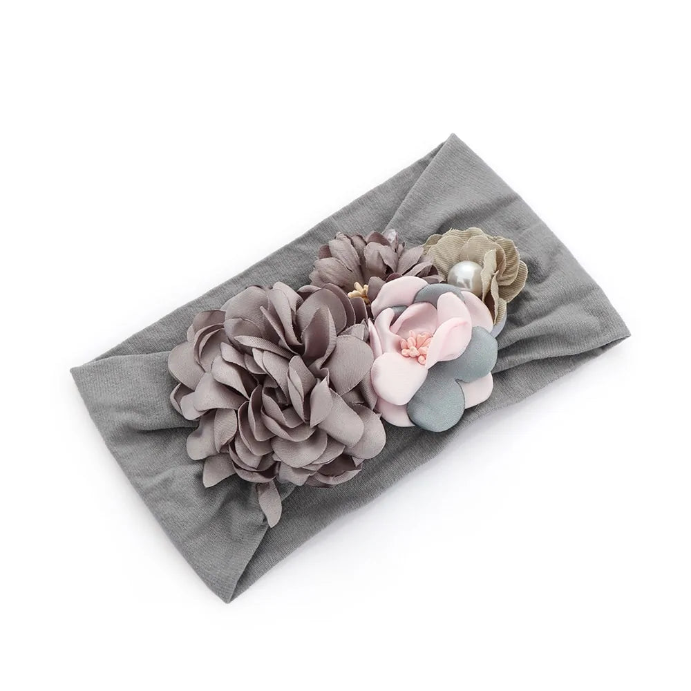 Soft Floral Bow Headband for Little Girls