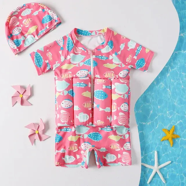 Splash & Play: Cartoon Float Rash Guard Swimsuit