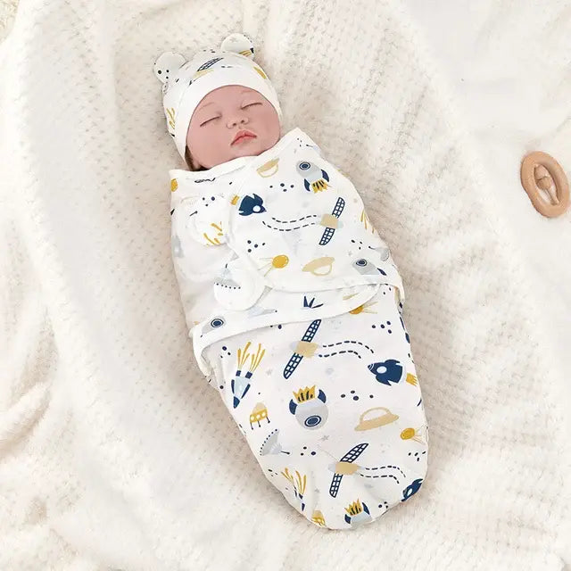 Cotton Baby Swaddle Blanket and Hat Set – Soft, Breathable, and Adorable Newborn Essentials (0-3 Months)