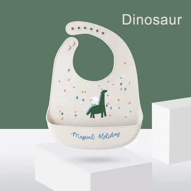 Silicone Baby Bib with Adjustable Neck Strap