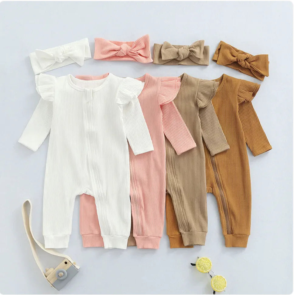 Premium Cotton Baby Romper with Matching Headband