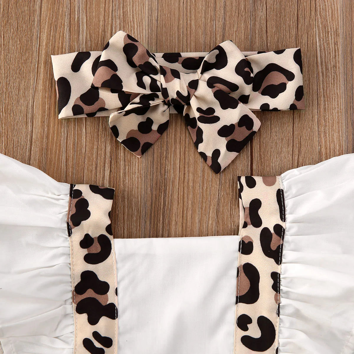 Baby Girl Leopard Romper Set with Headband (0–24 Months)