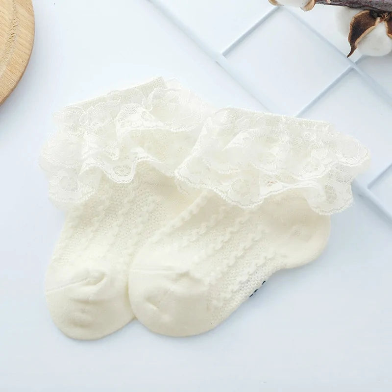 Ruffled Lace Ankle Socks for Girls